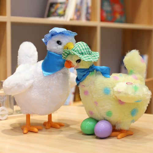 抖音同款毛绒玩具下蛋鸡会下蛋母鸡搞笑逗乐电动毛绒玩具公仔礼物